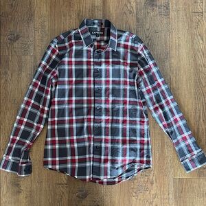 Express Men's Casual Red, White & Gray Checkered Shirt